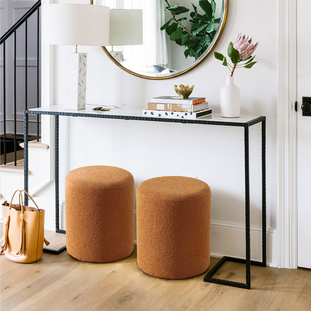 Orange Round Boucle Ottoman #100037