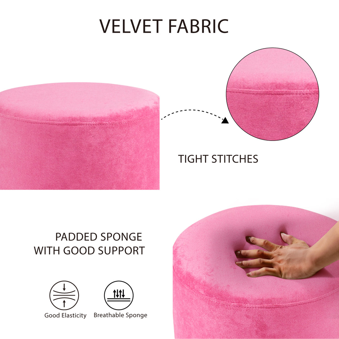 Pink Fabric Round Ottoman #100056