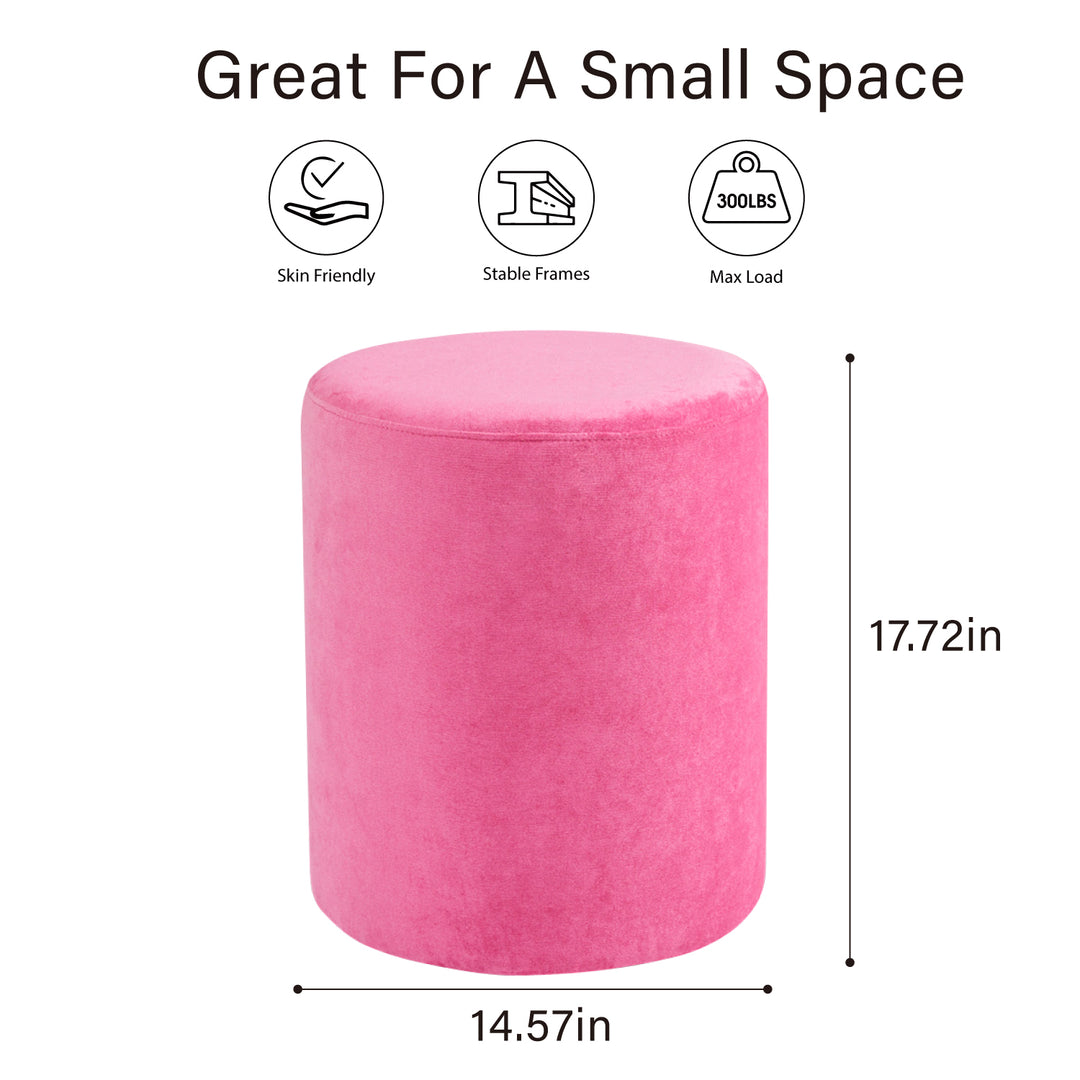 Pink Fabric Round Ottoman #100056