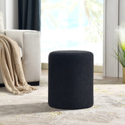 Paulo  Round Boucle Black Ottoman with Comfy Padded Seat