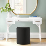 Load image into Gallery viewer, Paulo  Round Boucle Black Ottoman with Comfy Padded Seat
