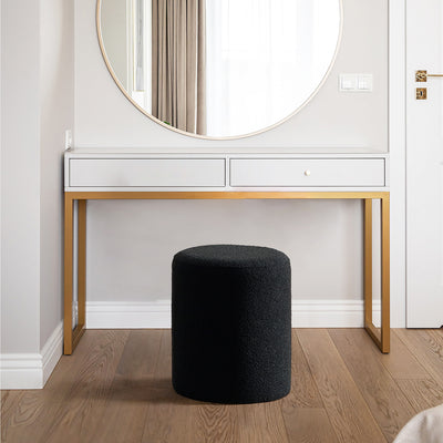 Black Round Ottoman Modern #100036