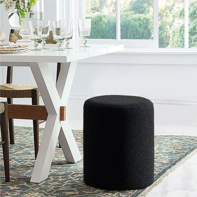 Black Round Ottoman Modern #100036