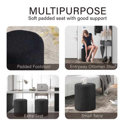 Black Round Ottoman Modern #100036