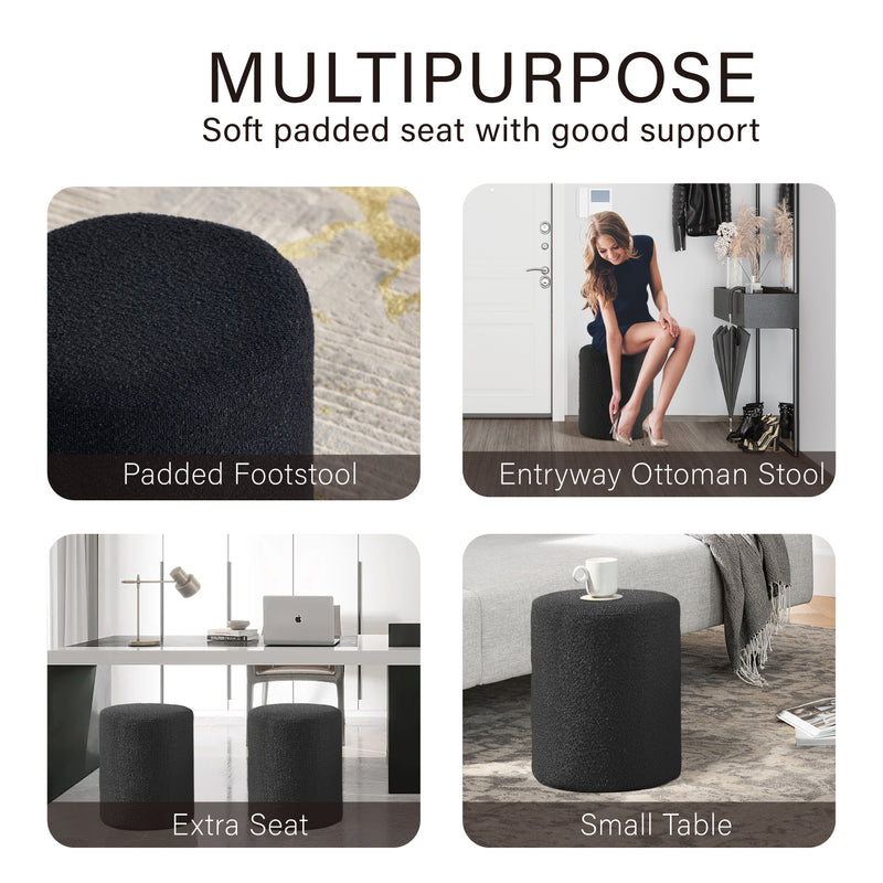 Black Round Ottoman Modern 