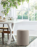 Load image into Gallery viewer, Paulo  Round Boucle Ottoman with Comfy Padded Seat

