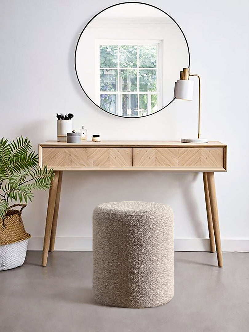 Paulo  Round Boucle Ottoman with Comfy Padded Seat