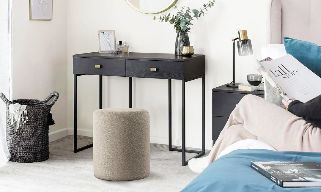 Paulo  Round Boucle Ottoman with Comfy Padded Seat