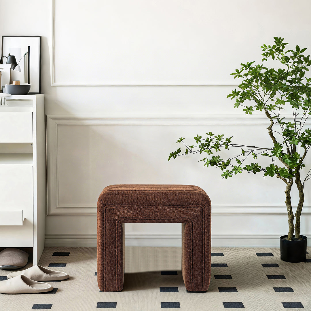 20" Ottoman Bench Modern Vanity Chair with Wooden Legs, Multi-Functional Foot Stool, Comfy Sofa Footrest Assembled (Yellow) #100311