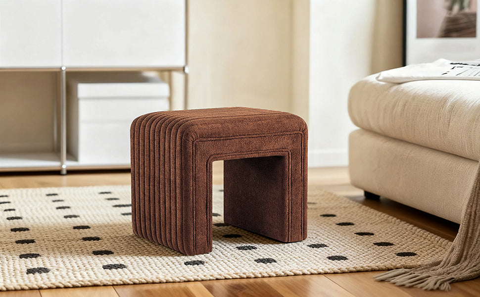 20" Ottoman Bench Modern Vanity Chair with Wooden Legs, Multi-Functional Foot Stool, Comfy Sofa Footrest Assembled (Yellow) #100311