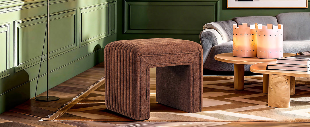 20" Ottoman Bench Modern Vanity Chair with Wooden Legs, Multi-Functional Foot Stool, Comfy Sofa Footrest Assembled (Yellow) #100311