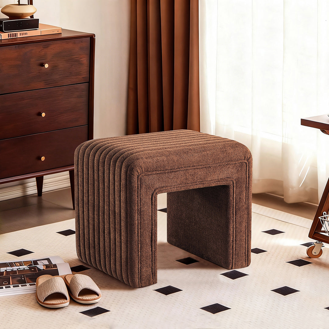 20" Ottoman Bench Modern Vanity Chair with Wooden Legs, Multi-Functional Foot Stool, Comfy Sofa Footrest Assembled (Yellow) #100311