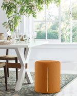 Load image into Gallery viewer, Orange Round Ottoman with Band #100103
