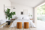 Load image into Gallery viewer, Orange Round Ottoman with Band #100103
