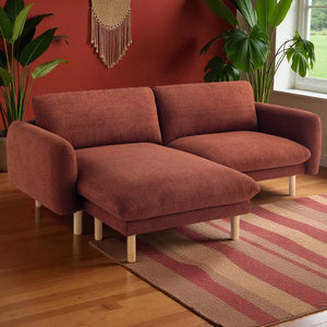 86"Wide Convertible Sectional Sofa, Modern L Shape Couches with Left/Right Reversible Chaise,  Mid-Century Sofa with Reversible Cushions (Cedar) #100210 Get Set Style Furniture
