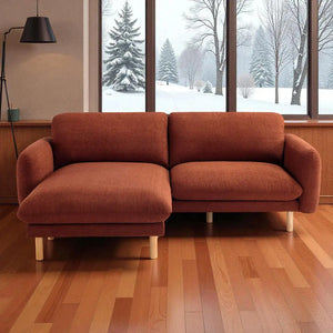 86"Wide Convertible Sectional Sofa, Modern L Shape Couches with Left/Right Reversible Chaise,  Mid-Century Sofa with Reversible Cushions (Cedar) #100210 Get Set Style Furniture