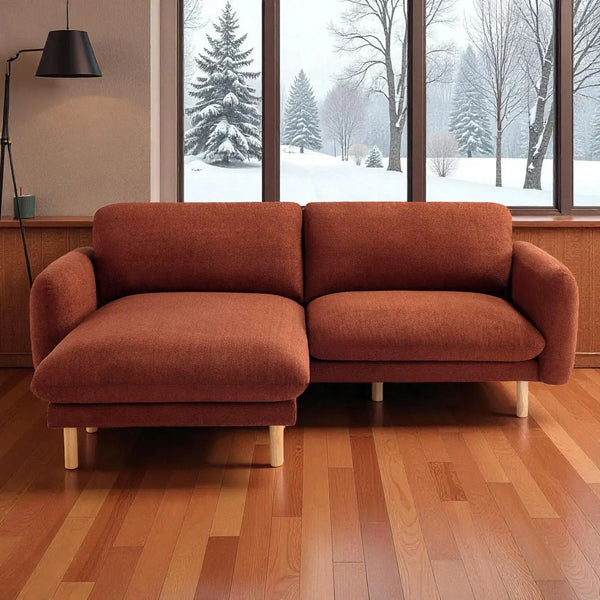 86"Wide Convertible Sectional Sofa, Modern L Shape Couches with Left/Right Reversible Chaise,  Mid-Century Sofa with Reversible Cushions (Cedar) #100210 Get Set Style Furniture
