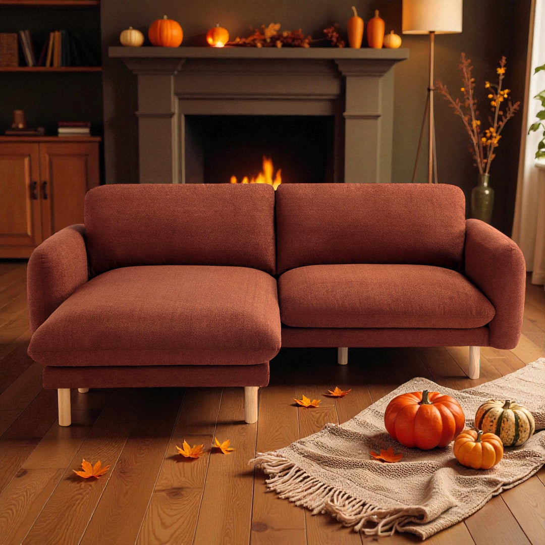 86"Wide Convertible Sectional Sofa, Modern L Shape Couches with Left/Right Reversible Chaise,  Mid-Century Sofa with Reversible Cushions (Cedar)