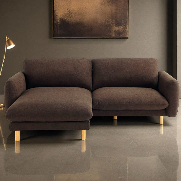 86"Wide Convertible Sectional Sofa, Modern L Shape Couches with Left/Right Reversible Chaise,  Mid-Century Sofa with Reversible Cushions (Chocolate) #100211 Get Set Style Furniture