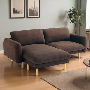 86"Wide Convertible Sectional Sofa, Modern L Shape Couches with Left/Right Reversible Chaise,  Mid-Century Sofa with Reversible Cushions (Chocolate) #100211 Get Set Style Furniture