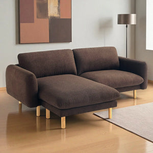 86"Wide Convertible Sectional Sofa, Modern L Shape Couches with Left/Right Reversible Chaise,  Mid-Century Sofa with Reversible Cushions (Chocolate) #100211 Get Set Style Furniture