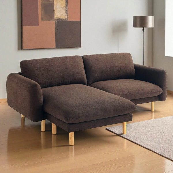 86"Wide Convertible Sectional Sofa, Modern L Shape Couches with Left/Right Reversible Chaise,  Mid-Century Sofa with Reversible Cushions (Chocolate) #100211 Get Set Style Furniture