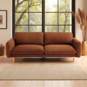Scandi 3 Seater Sofa Couches, 86” Minimalist Modern Upholstered Sofa with Comfort Cushions (Cedar) #100213 Get Set Style Furniture