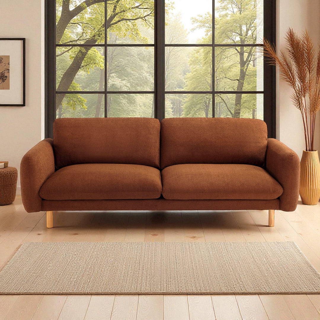 86" Wide Mid Century Modern Upholstered Sofa with Comfort Cushions (Cedar)