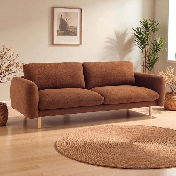 Scandi 3 Seater Sofa Couches, 86” Minimalist Modern Upholstered Sofa with Comfort Cushions (Cedar) #100213 Get Set Style Furniture