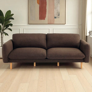 Scandi 3 Seater Sofa Couches, 86” Minimalist Modern Upholstered Sofa with Comfort Cushions (Chocolate) #100214 Get Set Style Furniture