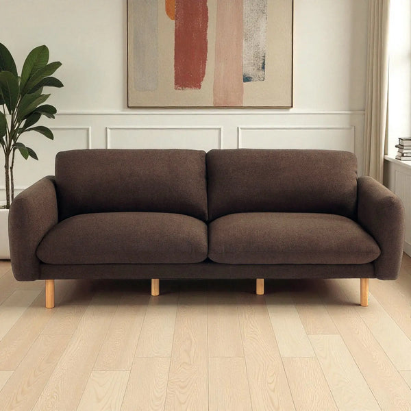 Scandi 3 Seater Sofa Couches, 86” Minimalist Modern Upholstered Sofa with Comfort Cushions (Chocolate) #100214 Get Set Style Furniture