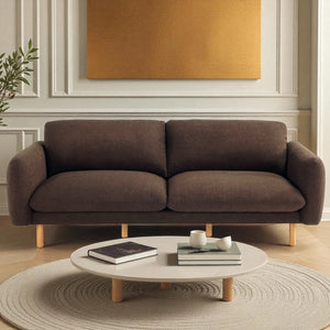 Scandi 3 Seater Sofa Couches, 86” Minimalist Modern Upholstered Sofa with Comfort Cushions (Chocolate) #100214 Get Set Style Furniture