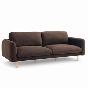 Scandi 3 Seater Sofa Couches, 86” Minimalist Modern Upholstered Sofa with Comfort Cushions (Chocolate) #100214 Get Set Style Furniture