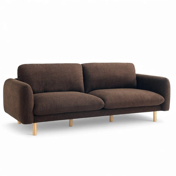 Scandi 3 Seater Sofa Couches, 86” Minimalist Modern Upholstered Sofa with Comfort Cushions (Chocolate) #100214 Get Set Style Furniture