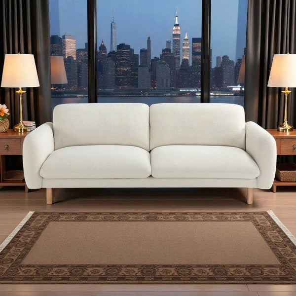 Scandi 3 Seater Sofa Couches, 86” Minimalist Modern Upholstered Sofa with Comfort Cushions (Off White) #100215 Get Set Style Furniture