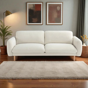 Scandi 3 Seater Sofa Couches, 86” Minimalist Modern Upholstered Sofa with Comfort Cushions (Off White) #100215 Get Set Style Furniture