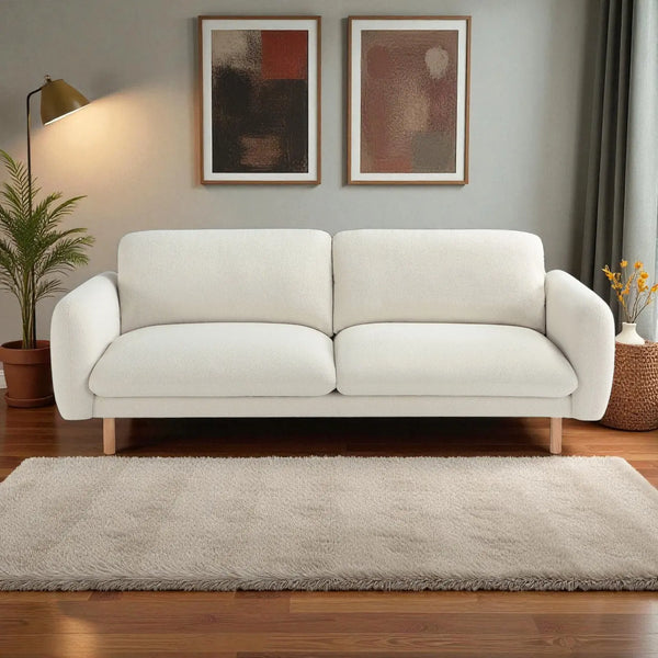 Scandi 3 Seater Sofa Couches, 86” Minimalist Modern Upholstered Sofa with Comfort Cushions (Off White) #100215 Get Set Style Furniture