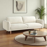 Load image into Gallery viewer, 86&quot; Wide Mid Century Modern Upholstered Sofa with Comfort Cushions (Off White)
