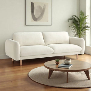 Scandi 3 Seater Sofa Couches, 86” Minimalist Modern Upholstered Sofa with Comfort Cushions (Off White) #100215 Get Set Style Furniture