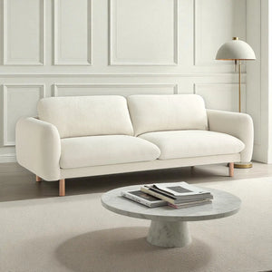 Scandi 3 Seater Sofa Couches, 86” Minimalist Modern Upholstered Sofa with Comfort Cushions (Off White) #100215 Get Set Style Furniture
