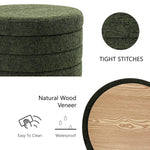 Load image into Gallery viewer, Green Chenille Round Ottoman With Storage #100138
