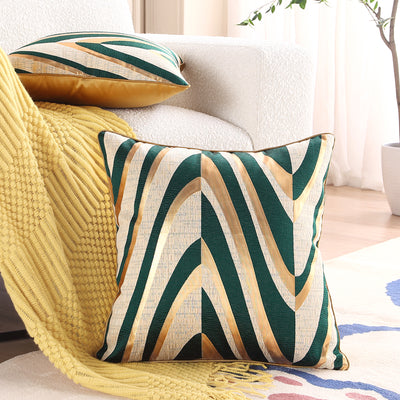 Stylish Green-Gold Throw Pillow Covers