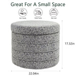 Load image into Gallery viewer, Beige Chenille Round Ottoman With Storage #100136
