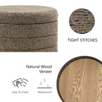 Load image into Gallery viewer, Taupe Chenille Round Ottoman With Storage #100137
