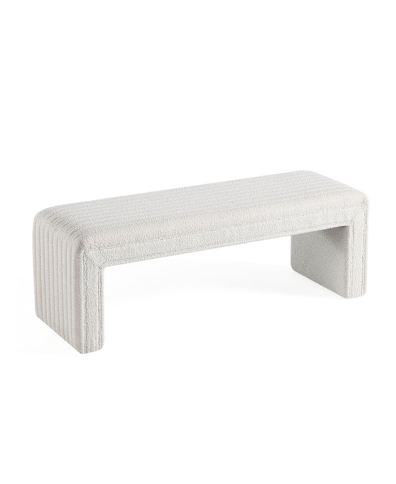 White Boucle Ottoman Bench 