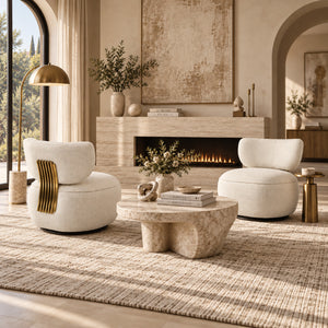 Aurelia Fluted Swivel Chair (White) Get Set Style Furniture