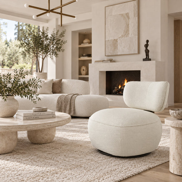 Aurelia Fluted Swivel Chair (White) Get Set Style Furniture