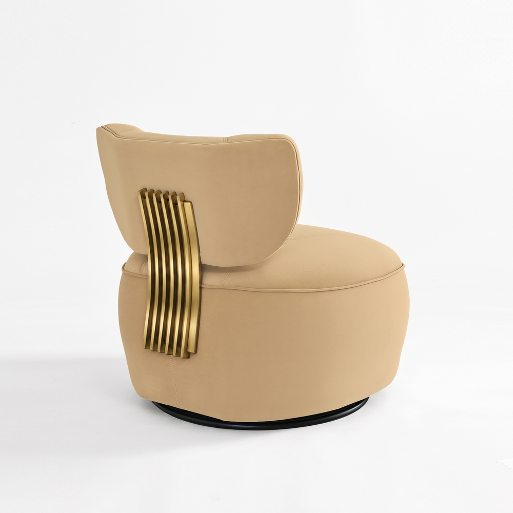 Aurelia Fluted Swivel Chair (Camel) Get Set Style Furniture