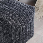 Load image into Gallery viewer, Black Boucle Stuffed Pouf #100108
