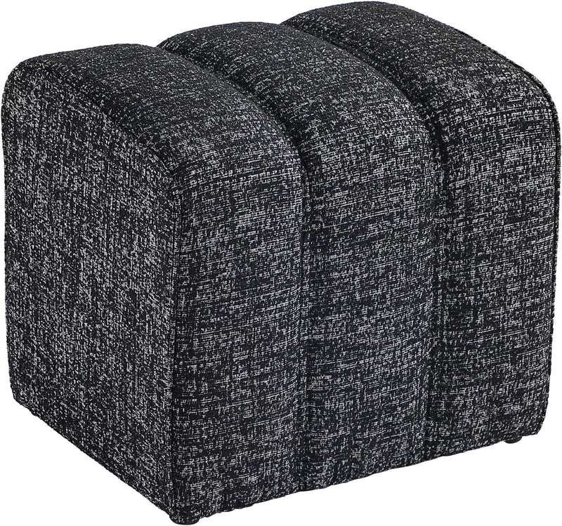 Black Linen Rectangle Ottoman 